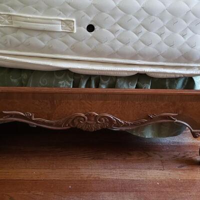 pair of Antique twin beds pretty carvings and decorative painting details Set #1