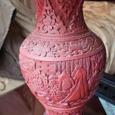 Two Cinnabar table lamps