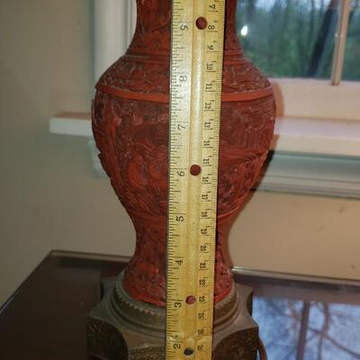 Two Cinnabar table lamps