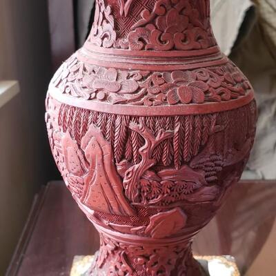 Two Cinnabar table lamps