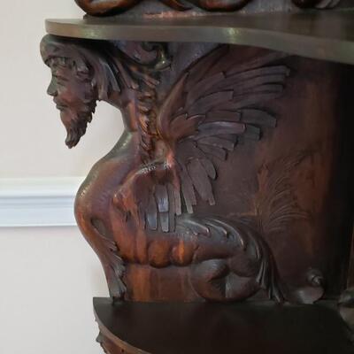 Antique Corner shelf with amazing carvings!