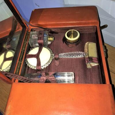 Antique Travel Vanity Case Sterling Brushes and more