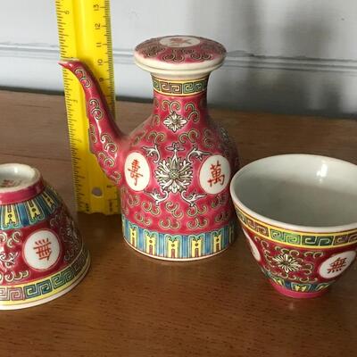 Vintage Little Souvenir Tea set and Nesting dolls set