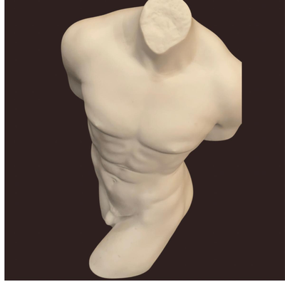 Matte White Porcelain Male Nude Statue-8"