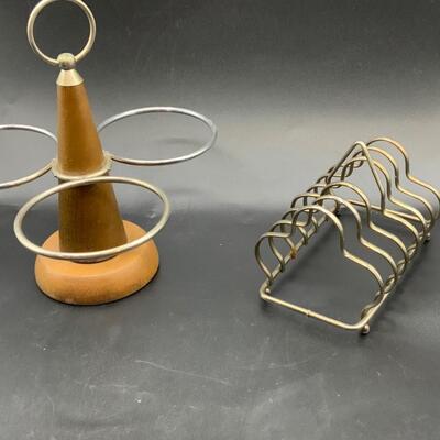 Vintage Silver Plate Toast Rack / Letter Holder and MCM condiment holder