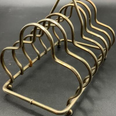 Vintage Silver Plate Toast Rack / Letter Holder and MCM condiment holder