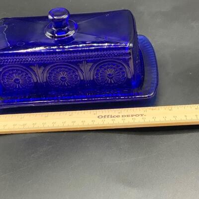 Pioneer Woman blue butter dish