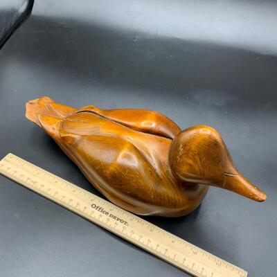 Two vintage hand carved wooded duck decoys