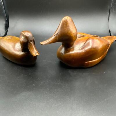 Two vintage hand carved wooded duck decoys