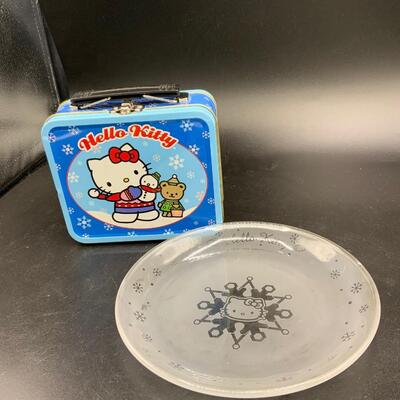 Hello Kitty glass collectors plate and lunch pail