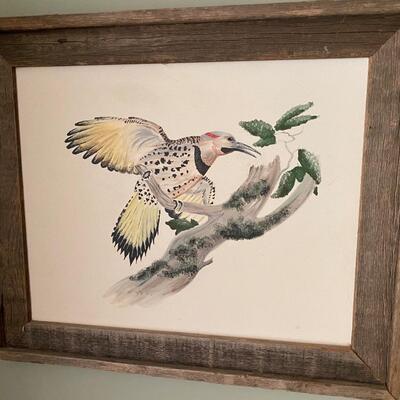 Framed Bird Painting