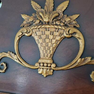 Vintage Mirror, wood with decorative emblem