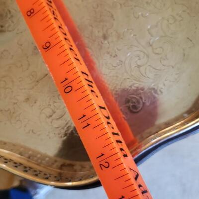 Small Antique table with silver plate tray