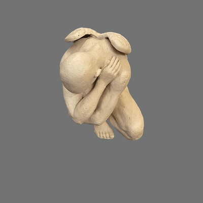 TMS Pensive Angel Vitruvian Collection Stone Sculpture on Pedestal - 9"