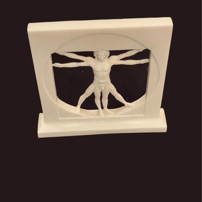 The Vitruvian Man Alabaster Sculpture - 9" x 9"