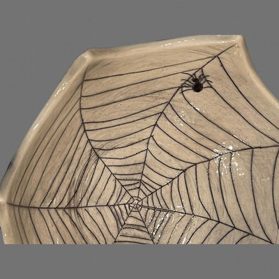 Peggy Bishop Original Spider Bowl Pottery - Signed - 7"