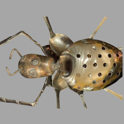 Signed Zachary Jacobs Spoon Art Lady Bug Sculpture - 10"