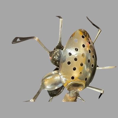 Signed Zachary Jacobs Spoon Art Lady Bug Sculpture - 10"