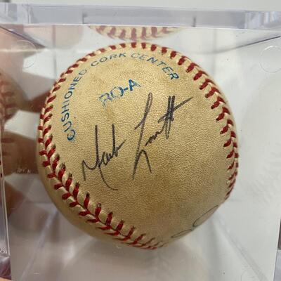 -97- Signed Baseball | Mark Lorah, Jeff Cino, And Jeremy Burntuny