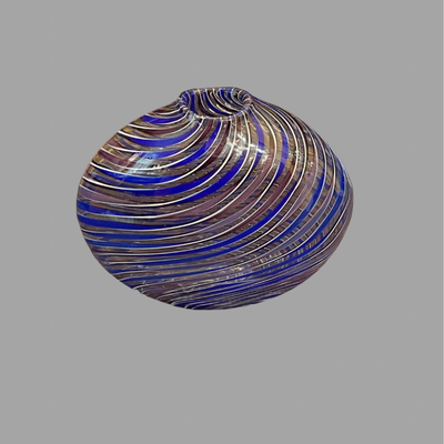 Hand Blown Blue Swirl Vase - 10"