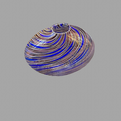 Hand Blown Blue Swirl Vase - 10"