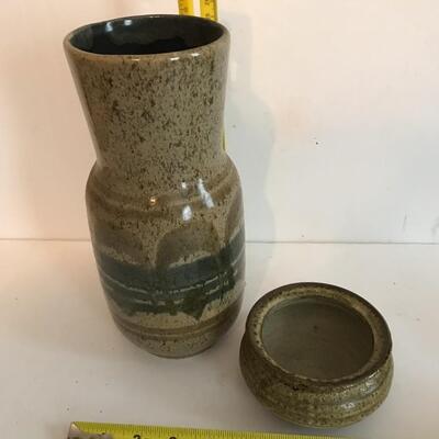 Two pieces of  1970s pottery Vase and lidded short Jar