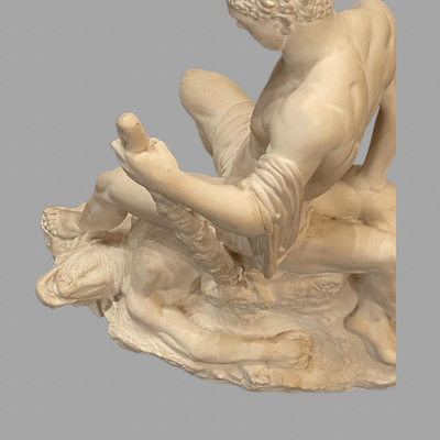 Theseus and the Minotaur Alabaster Statue = 13" x 14"