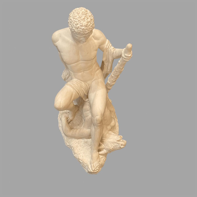 Theseus and the Minotaur Alabaster Statue = 13" x 14"