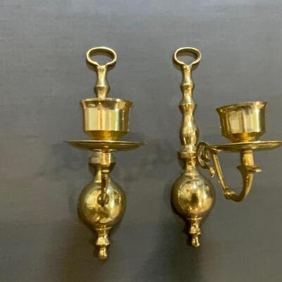 Brass wall candlestick holders