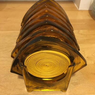 MCM plastic Tortoise color Coasters and Holder