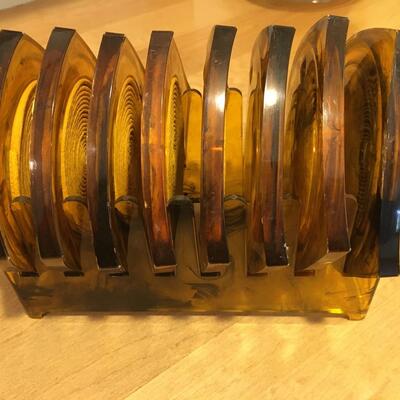 MCM plastic Tortoise color Coasters and Holder