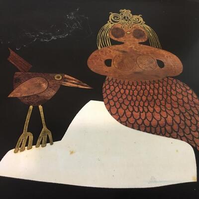 Vintage tray with mermaid and Seagull Courac of California