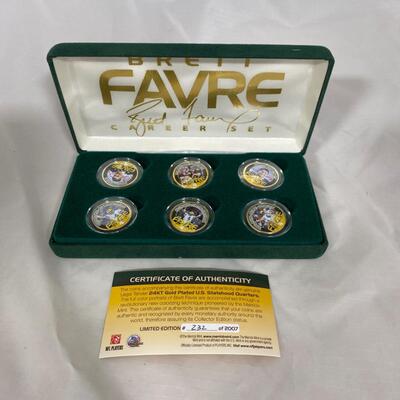 -138- Brett Favre | 24kt Gold Plated US Statehood Quarters