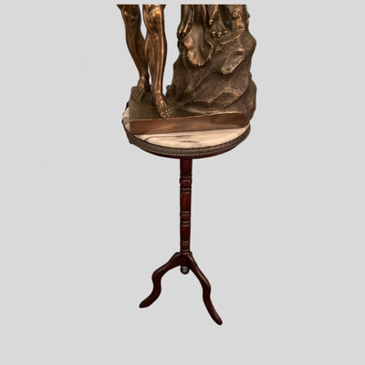 Hercules Bronze Statue with Marble Top Pedestal Stand - 20" (stand is 34")