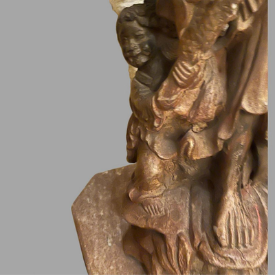 Carved Wood Chinese Fisherman - 23"