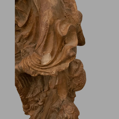 Carved Wood Chinese Fisherman - 23"