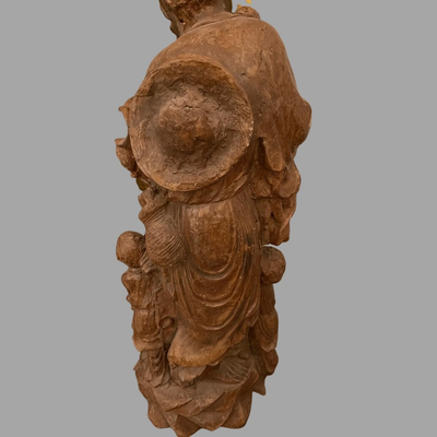 Carved Wood Chinese Fisherman - 23"