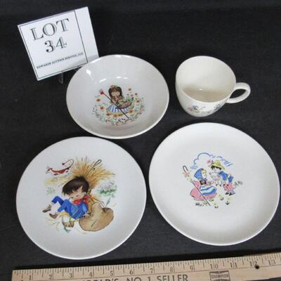 Child's Collectible Dishes, Ridgeway Staffordshire England, and WGR Advertising on Mary/Lamb