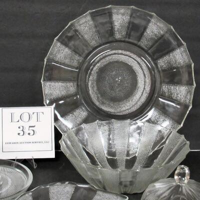 Vintage Jeanette Glass Dewdrop Dishes Including Hard to Find Butter Cover