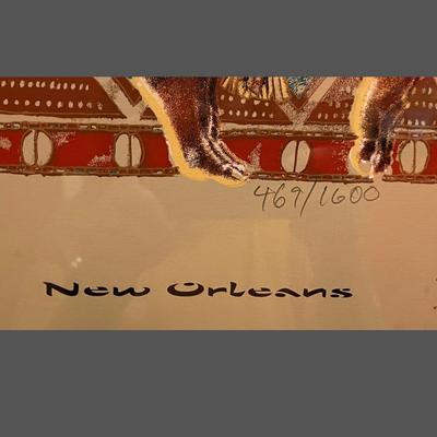 1997 Krewe of Zulu Original Print - The Soulful Warrior -  Signed by Artist Benford Davis - Framed and Numbered (469/1600)
