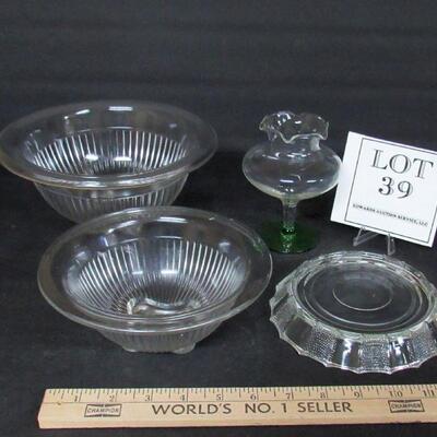 Vintage Mixing Bowls, Dew Drop Punch Bowl Stand, Vase With Green Foot