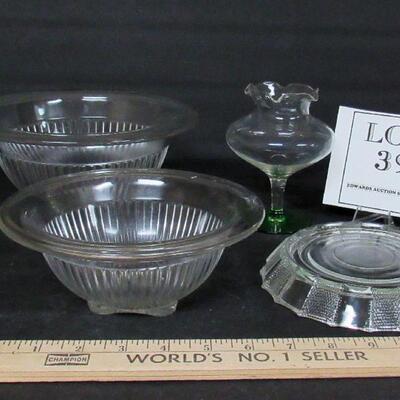 Vintage Mixing Bowls, Dew Drop Punch Bowl Stand, Vase With Green Foot