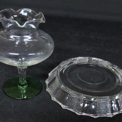 Vintage Mixing Bowls, Dew Drop Punch Bowl Stand, Vase With Green Foot