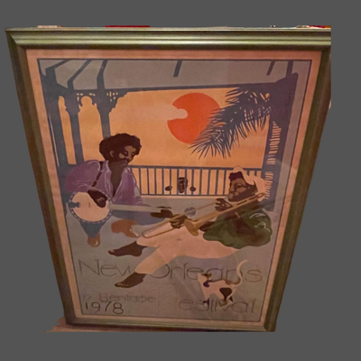1978 New Orleans Jazz and Heritage Festival Print Framed and Signed