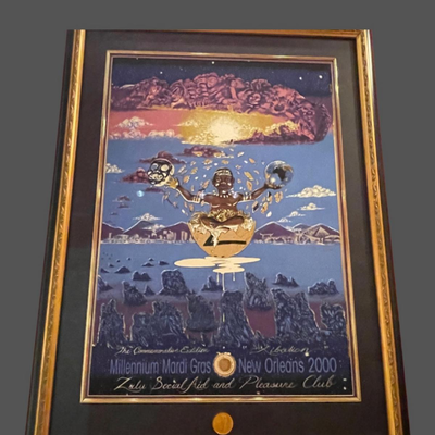 2000 Krewe of Zulu Original Print - Framed, Signed & Numbered by Artist Iam Bennu (442/1500)