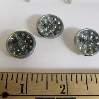 3 Vintage Matching Rhinestone Buttons, Metal Backs