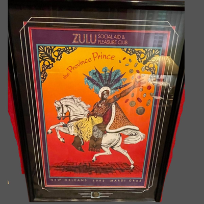 1992 Original Krewe of Zulu Print - The Province Prince - Framed, Signed and Numbered