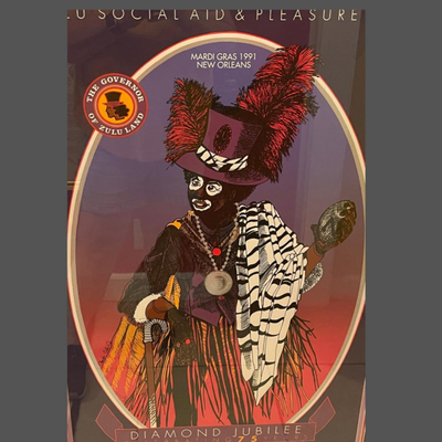 1991 Krewe of Zulu Original Print - The Governor - Framed, Signed and Numbered