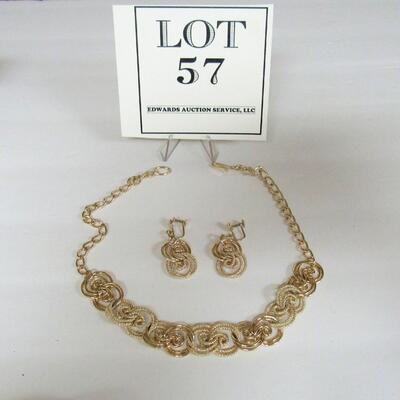 Really Nice Looking Goldtone Necklace and Earrings Set, West Germany