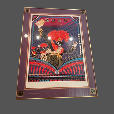 1990 Original Krewe of Zulu Print - Mr. Big Stuff - Double Signed, Framed and Numbered